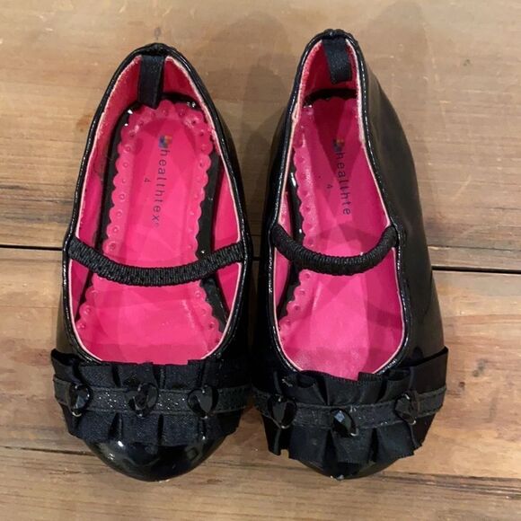 Healthex Dress Shoe Toddler black patent leather slip on jeweled Size 4 - Picture 2 of 12